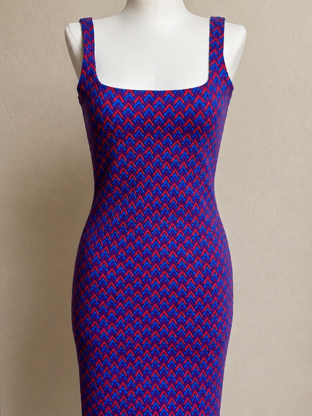 American Apparel Y2K Chevron Knit Bodycon Dress 💙❤️